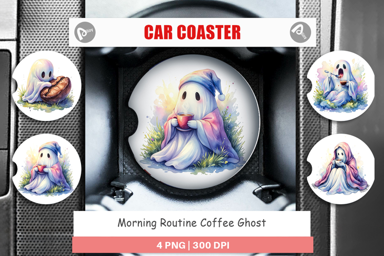 Morning Coffee Ghost Car Coaster