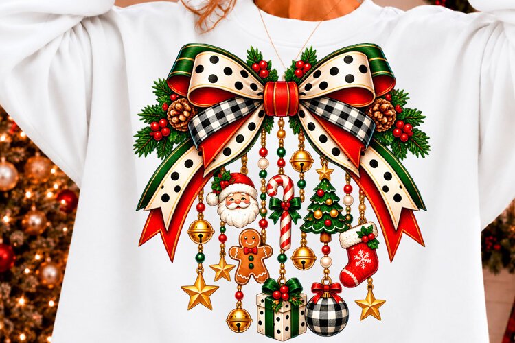Christmas Bow Ornament Shirt Design example image 1