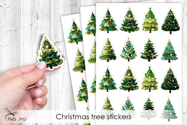 Christmas tree stickers- 8 Variations