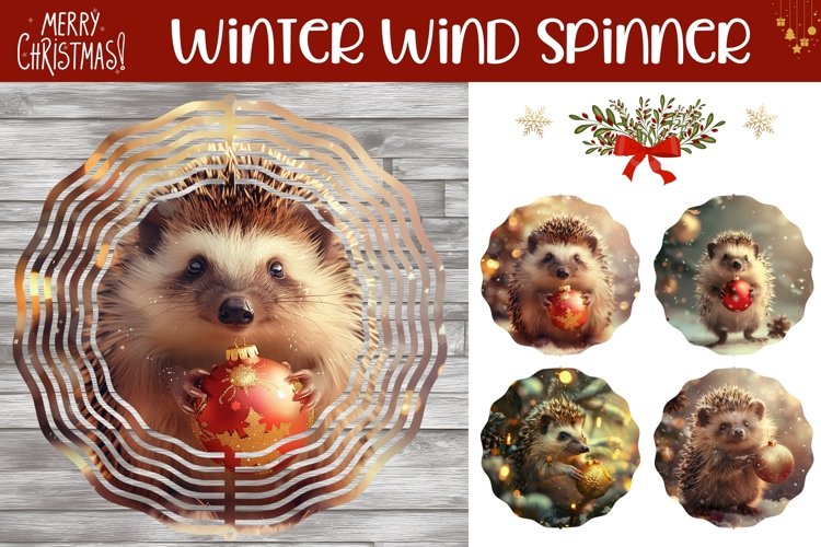 Christmas Hedgehog Wind Spinner, Winter Animals Wind Spinner