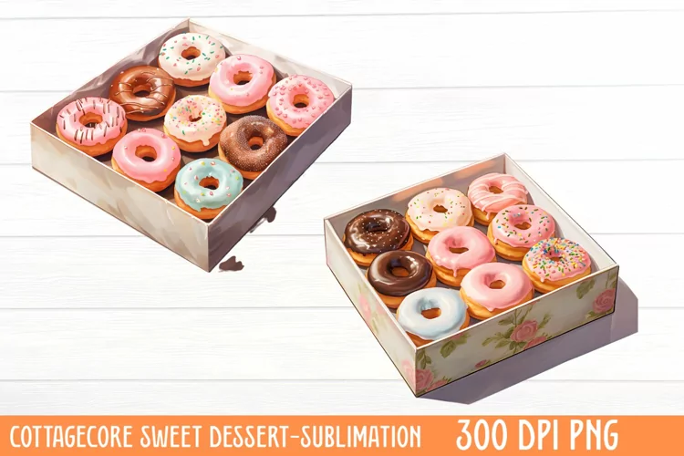 Cottagecore Sweet Dessert Sublimation, Watercolor Clipart