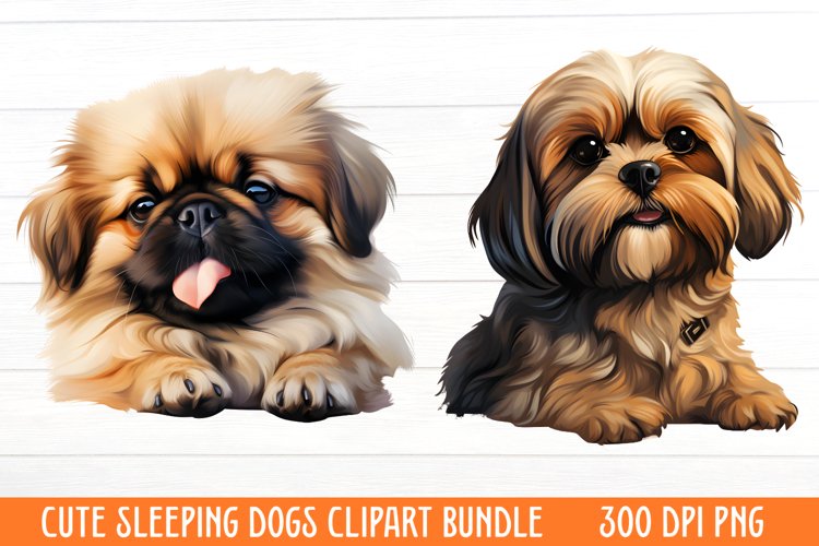 Cute Sleeping Dogs Clipart