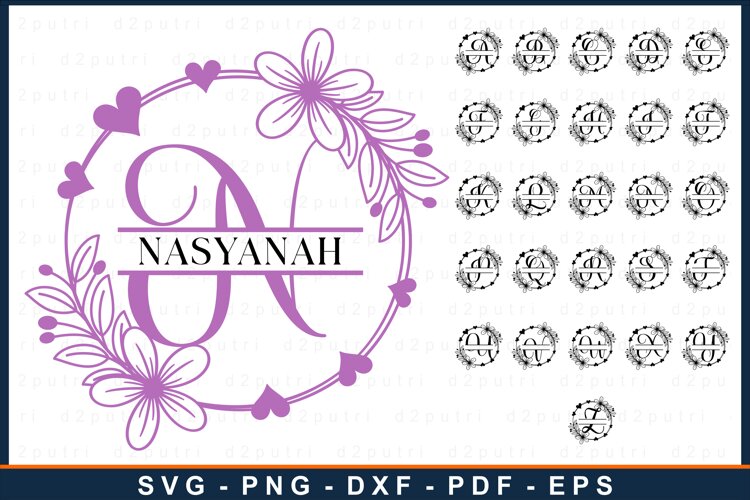 Round Split Alphabet Monogram Letters SVG, Monogram Font SVG example image 1