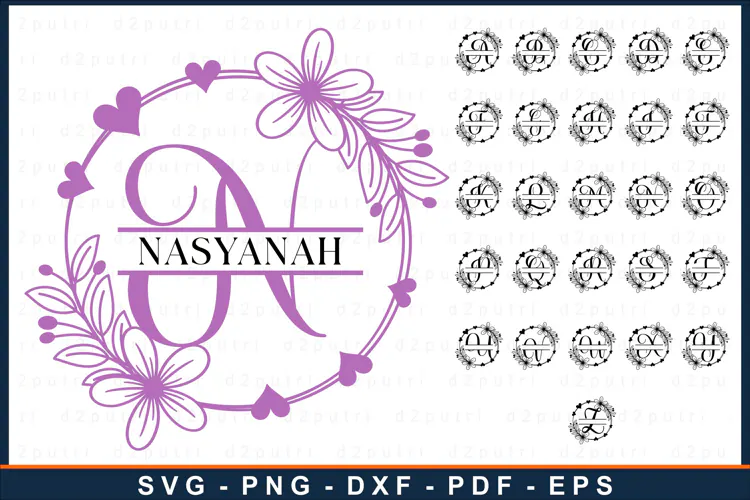 Round Split Alphabet Monogram Letters SVG, Monogram Font SVG