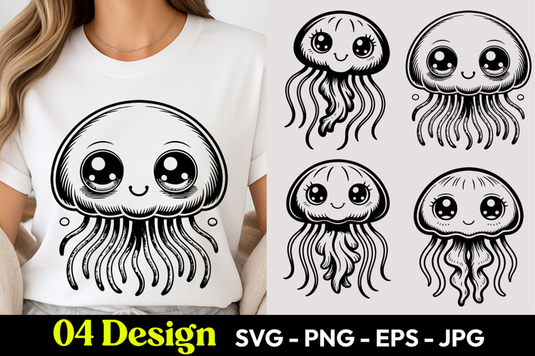 Cute Jellyfish SVG PNG