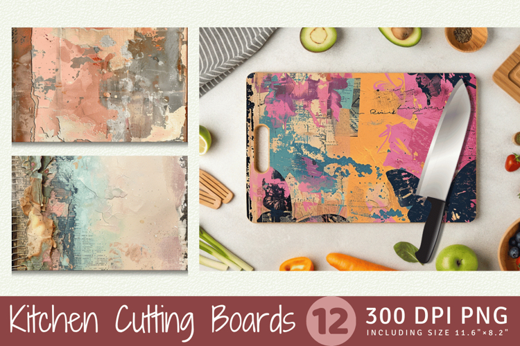 Mixed Media Junk Journal Cutting Boards sublimation Design