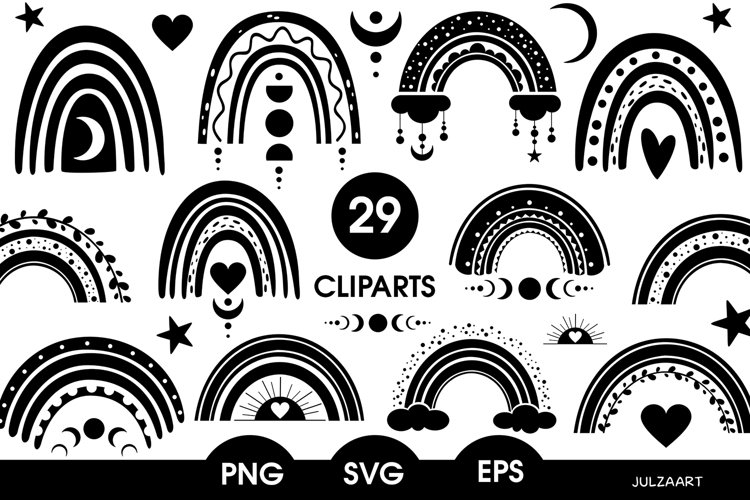 Black rainbows clipart, Boho rainbow svg, Bohemian rainbow (1776104 ...