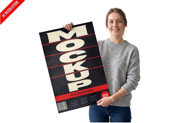 Woman Holding Vertical Poster