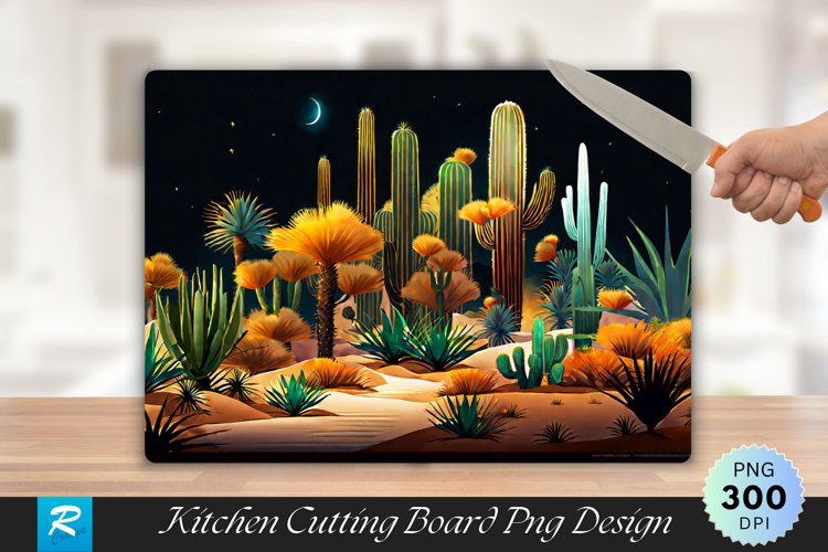 Desert Garden Cutting Board Sublimation Design