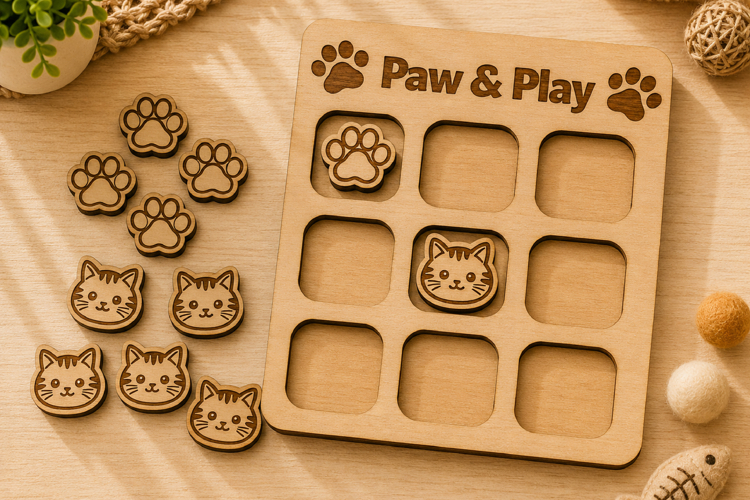 Cat Tic Tac Toe Laser Cut SVG example image 1