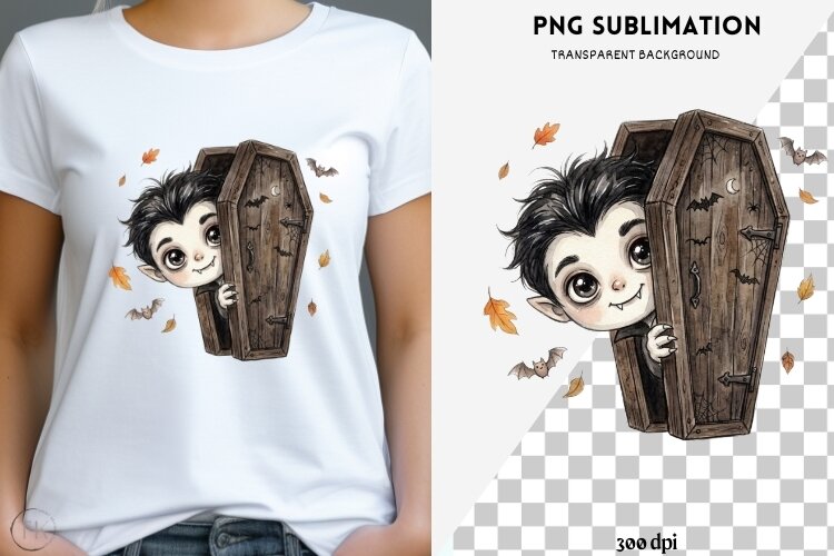 Peeking vampire halloween png design for T-shirts example image 1