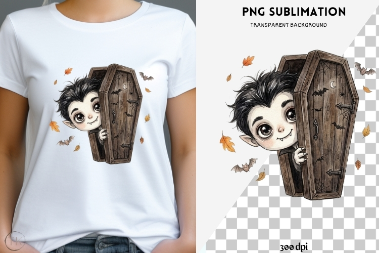 Peeking vampire halloween png design for T-shirts