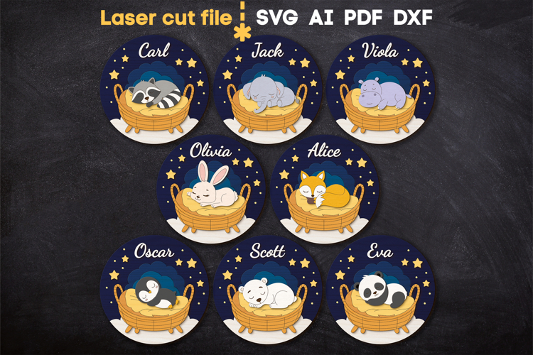 Baby Name Sign Bundle SVG laser cut files for Glowforge