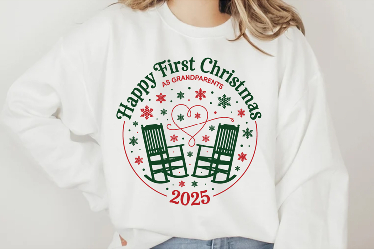 Happy First Christmas As Grandparents 2025 Svg Design