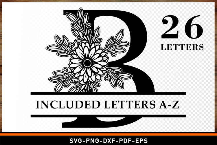 Flowers Split Monogram Letters SVG