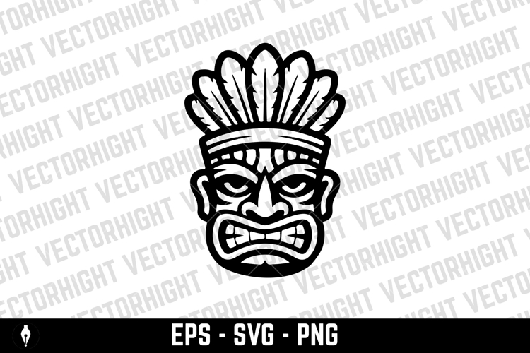Traditional polynesian tiki idol. Illustration of tribal tik