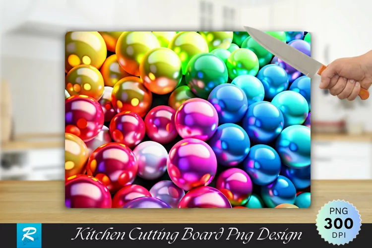 3D Colorful Balls Cutting Board Sublimation Design