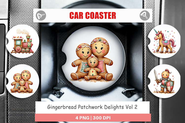 Gingerbread Patchwork Car Coaster