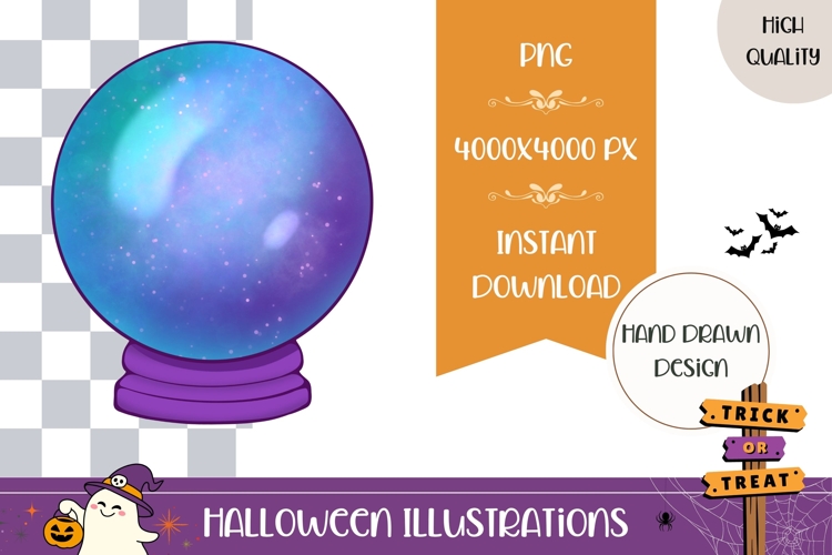 Hand Drawn Halloween Illustration, Cartoon Magic Ball PNG