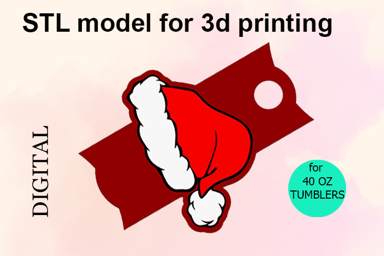 Stl File, Christmas Hat 40 OZ Tumbler, 3D Printinting