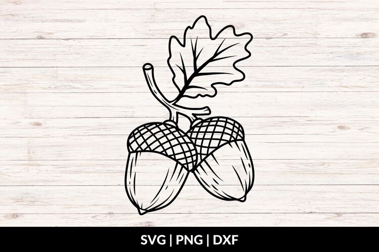 Acorns SVG, Acorn and Leaf example image 1