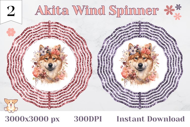 Akitainu Dog Wind Spinner Sublimation, Dog Sublimation PNG example image 1