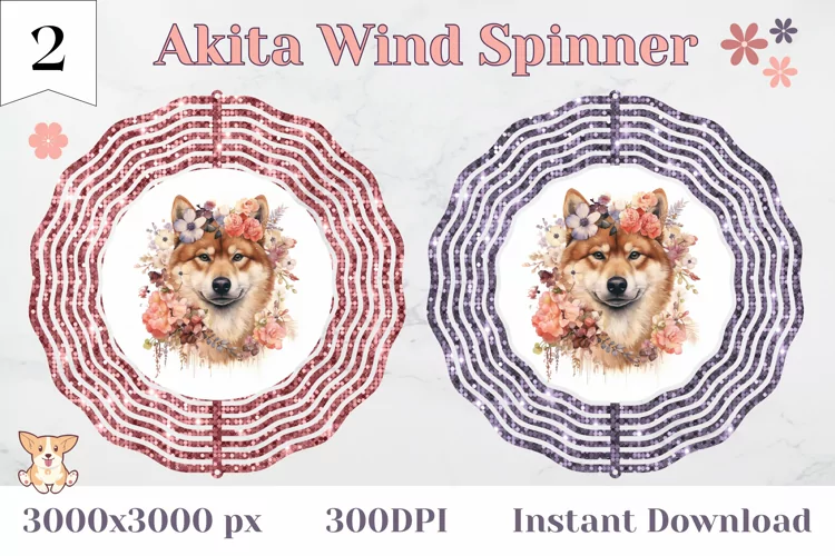 Akitainu Dog Wind Spinner Sublimation, Dog Sublimation PNG