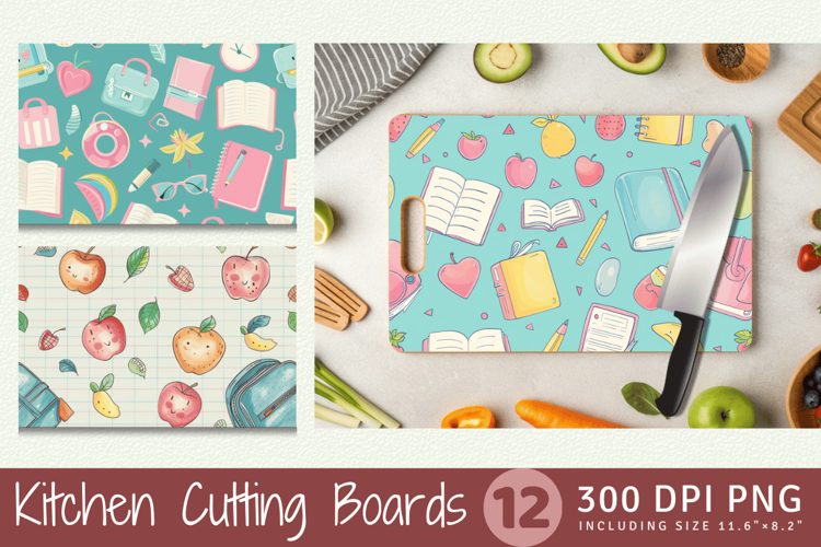 Pastel Back to School Cutting Boards sublimation Design
