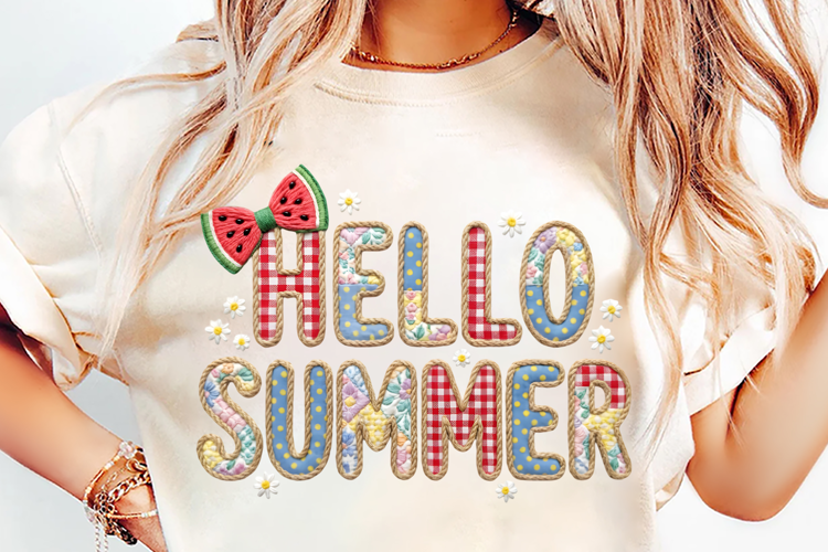 Hello Summer Watermelon Retro T-Shirt Sublimation Design PNG