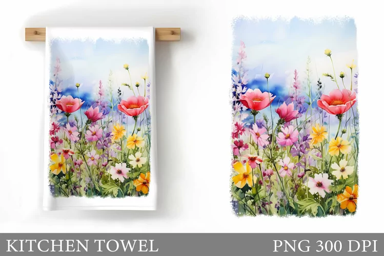 Flowers Kitchen Towel. Wildflowers Kitchen Towel