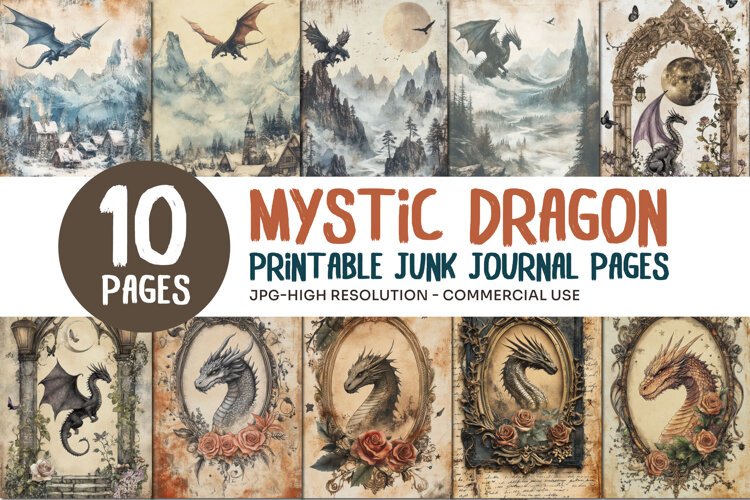 Mystic Dragon Junk Journal Pages example image 1