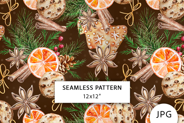 Christmas Gingerbread Seamless Pattern, Digital Paper