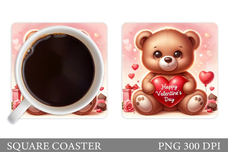 Valentines Bear Coaster. Valentines Coaster Sublimation
