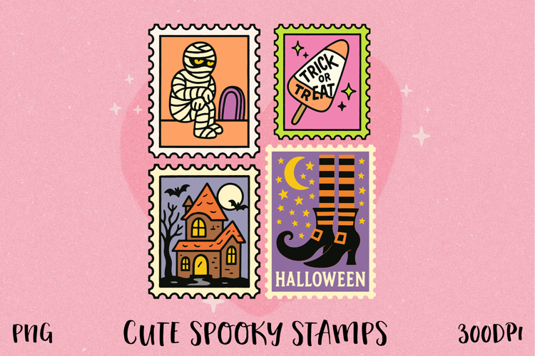 Cute Spooky Halloween Postage Stamp PNG | Sublimation