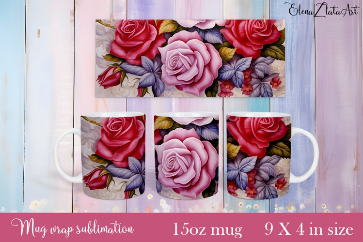 Flowers Mug Sublimation, Floral Design Mug example image 1