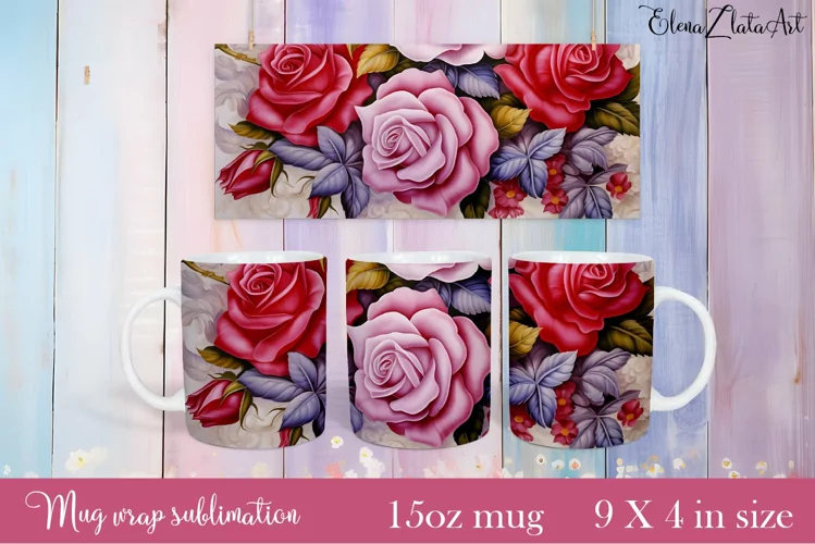 Flowers Mug Sublimation, Floral Design Mug