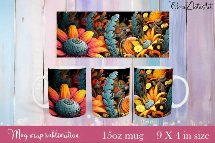 Flowers Mug Sublimation, Floral Design Mug
