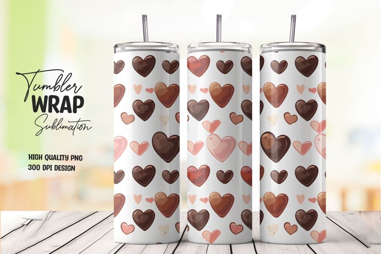 3D Heart pattern tumbler wrap sublimation png