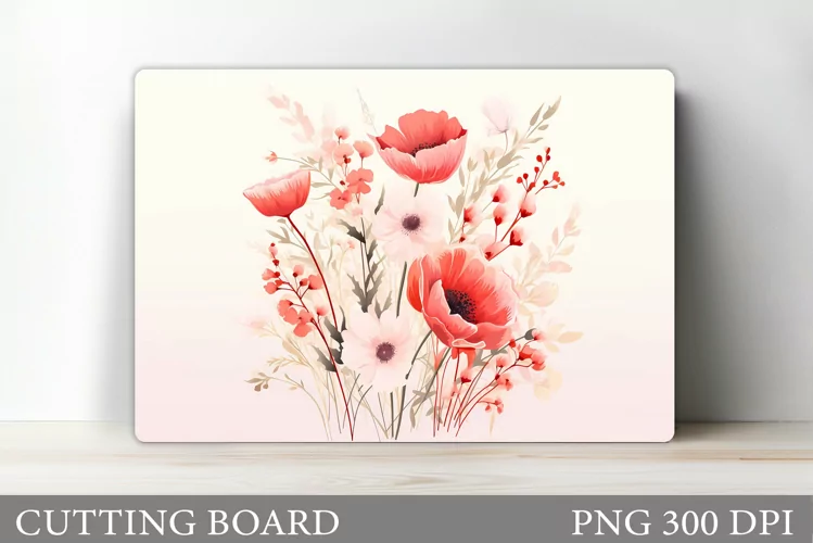 Flowers Cutting Board Sublimation. Wildflowers Cutting Board