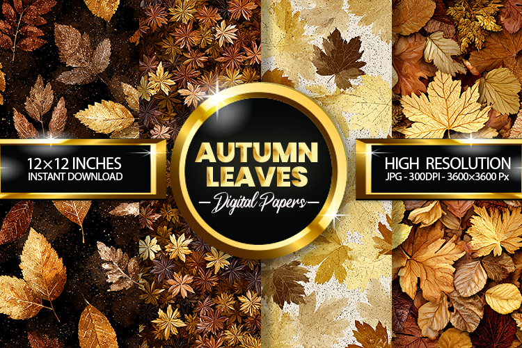 Autumn Leaves Digital Papers - 04 Variations