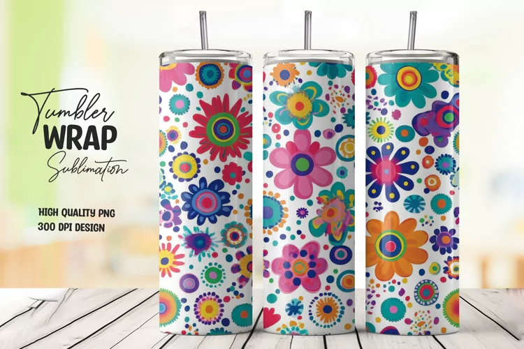 Floral Pattern Tumbler Wrap Sublimation Design