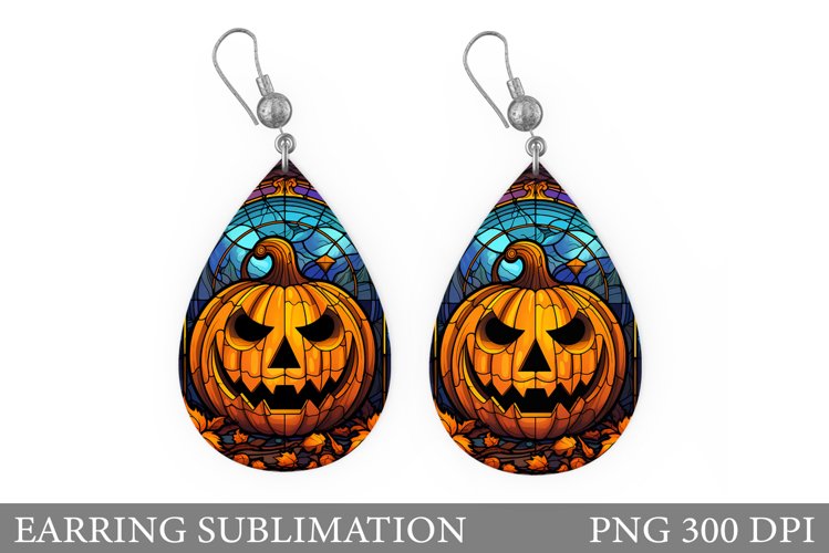 Halloween Pumpkin Earring. Stained Glass Earring Design