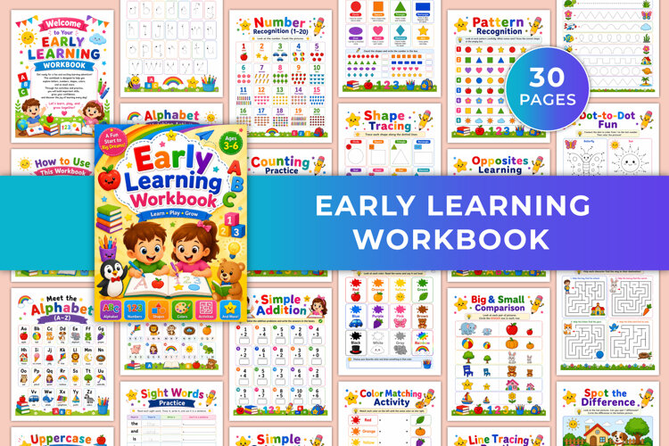 Early Learning Workbook | Alphabet, Numbers, Shapes & Presch example image 1