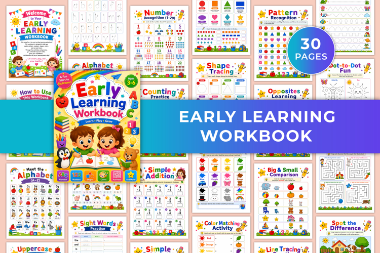 Early Learning Workbook | Alphabet, Numbers, Shapes & Presch