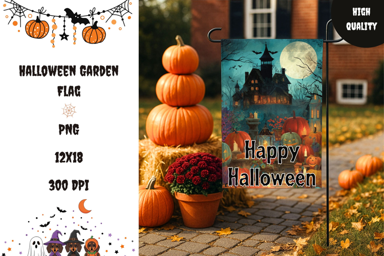 Spooky Garden Flag Design, Halloween Garden Flag Template