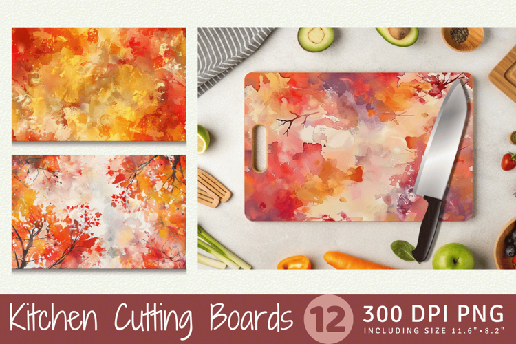 Abstract Fall Watercolor Cutting Boards sublimation Design