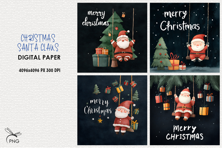Christmas Santa Claus digital paper, background clipart