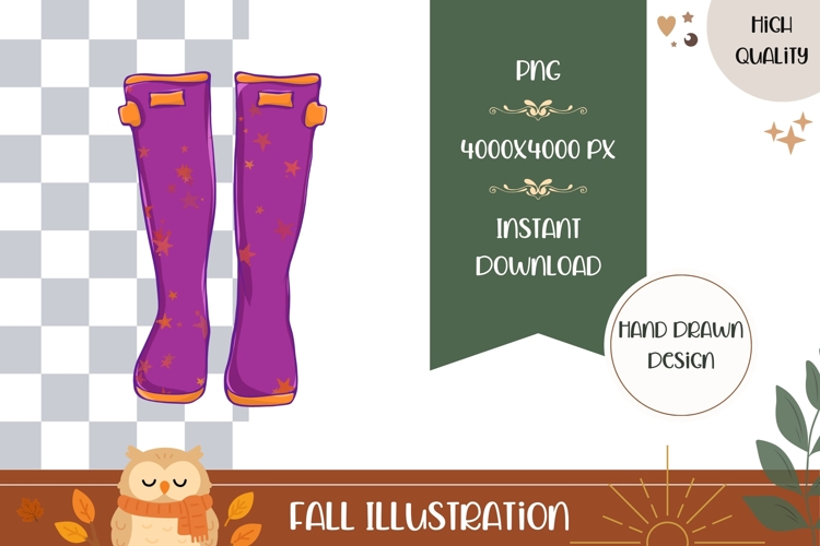 Hand Drawn Fall Illustration, Cartoon Rubber Boots PNG