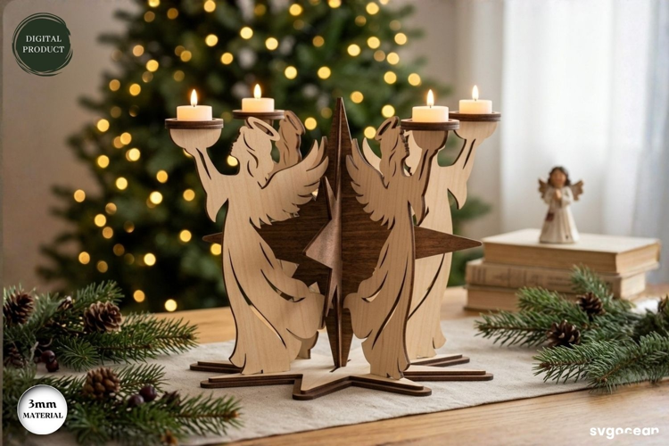 3D Christmas Angel Candle Stand Laser Cut | Glowforge | SVG