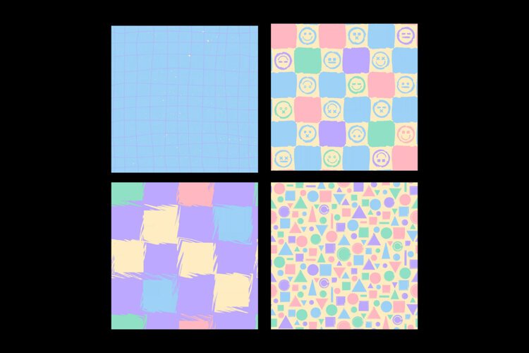 Playful Geometry 4 Pastel Seamless Patterns example image 1